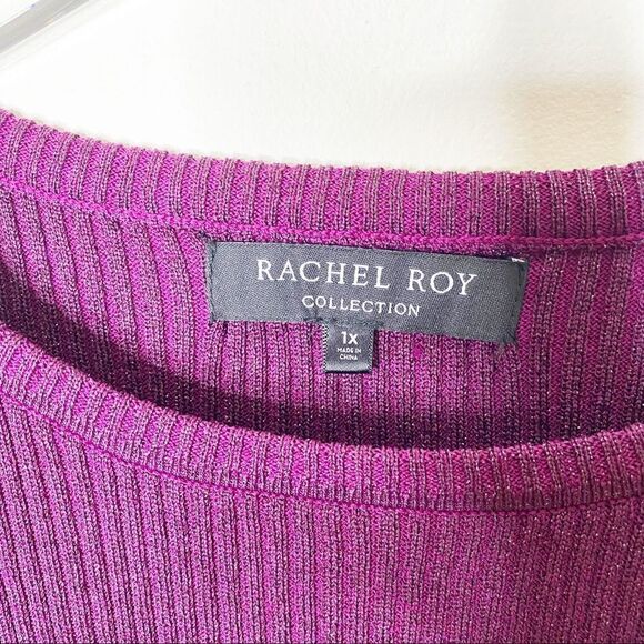 Rachel Roy Purple Ribbed Metallic Sweater 1X - Picture 6 of 8